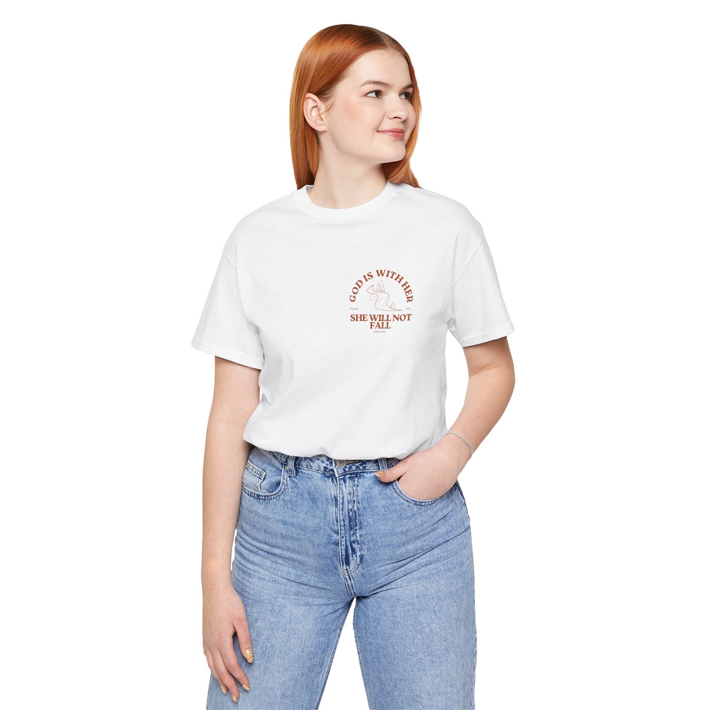 God is With Her Adult Jersey Short Sleeve Tee