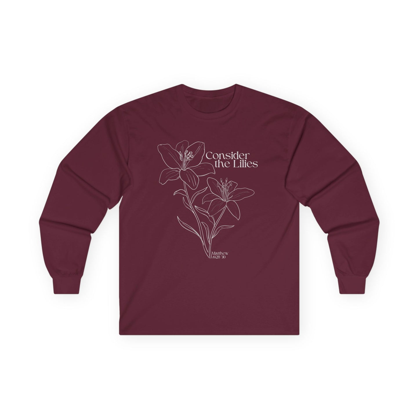 Consider the Lilies Adult Cotton Long Sleeve Tee