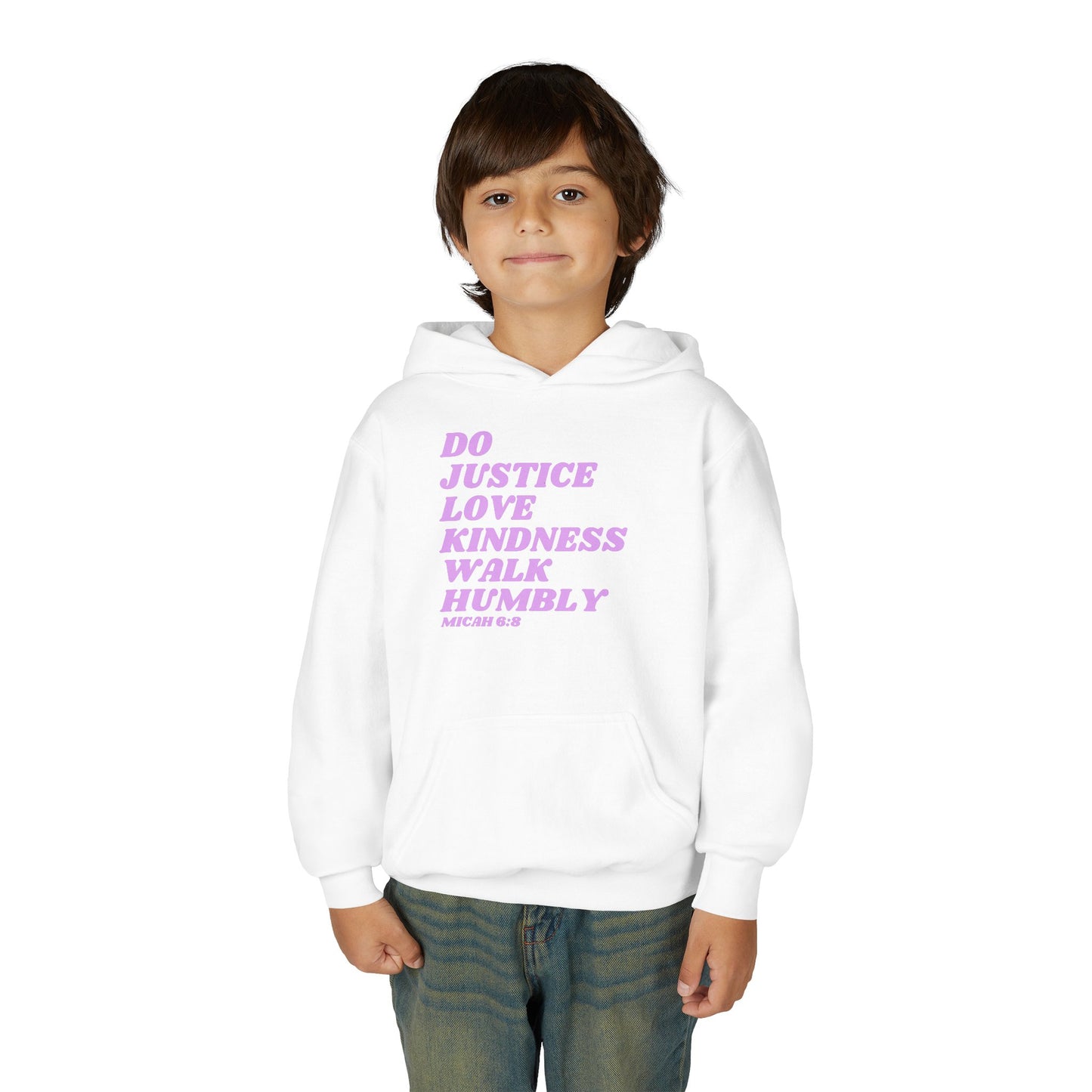 Micah 6:8 Youth Heavy Blend Hooded Sweatshirt