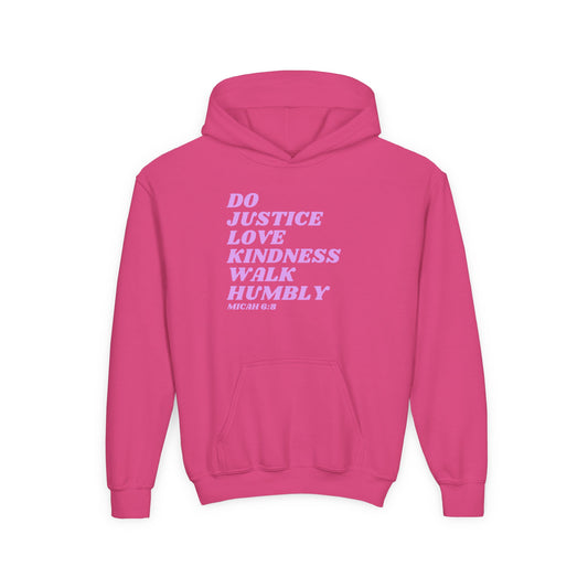 Micah 6:8 Youth Heavy Blend Hooded Sweatshirt