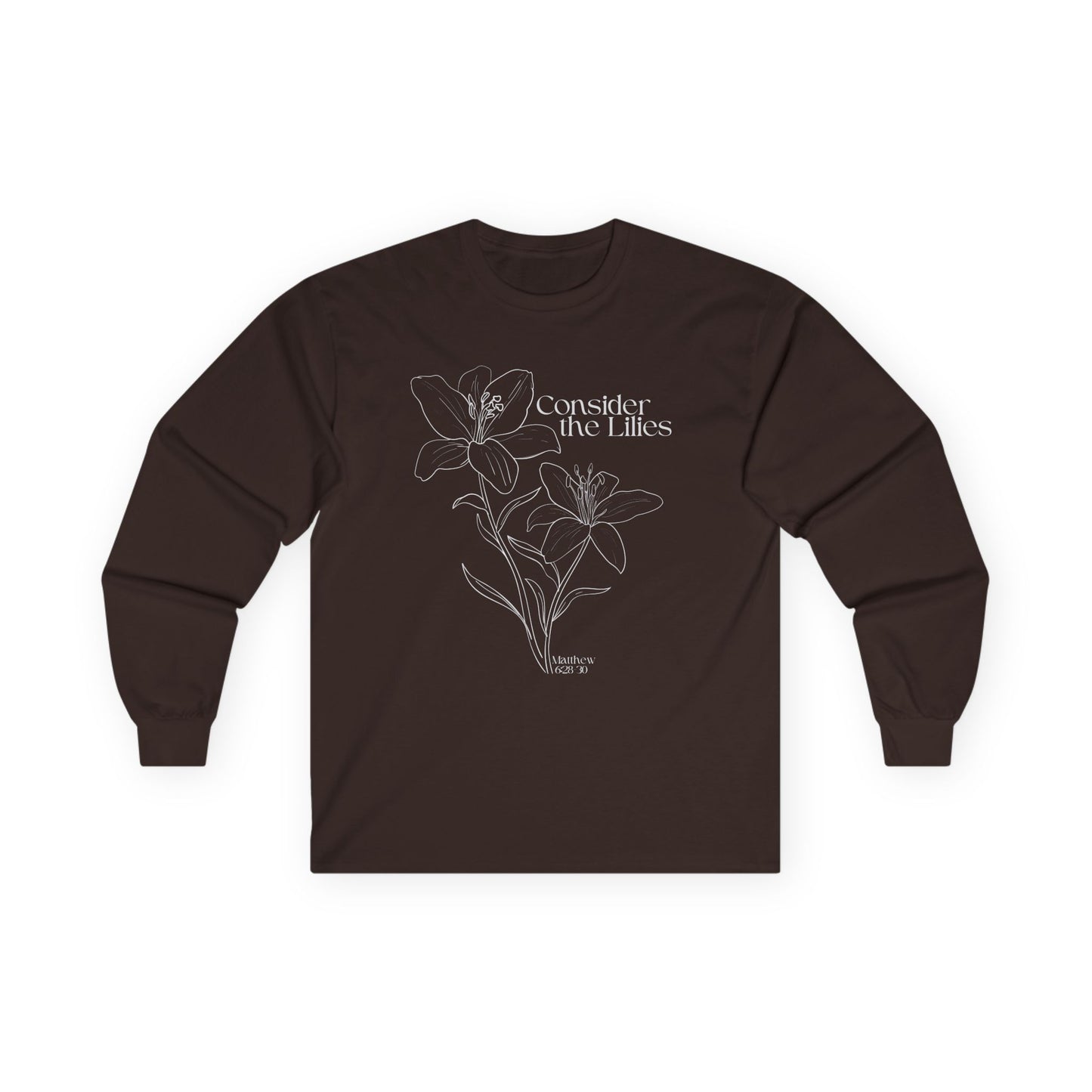 Consider the Lilies Adult Cotton Long Sleeve Tee