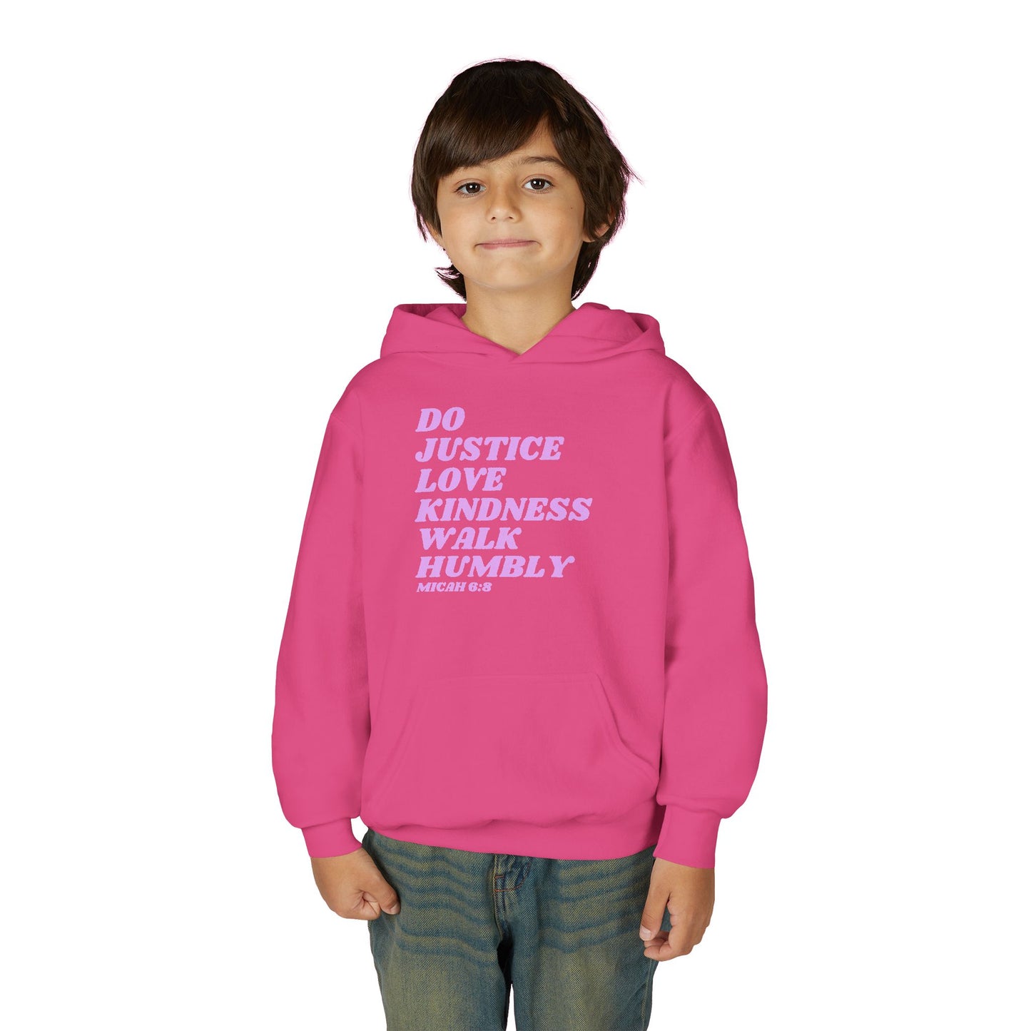 Micah 6:8 Youth Heavy Blend Hooded Sweatshirt